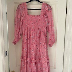 Loveshack Fancy Pink Floral Miri Dress